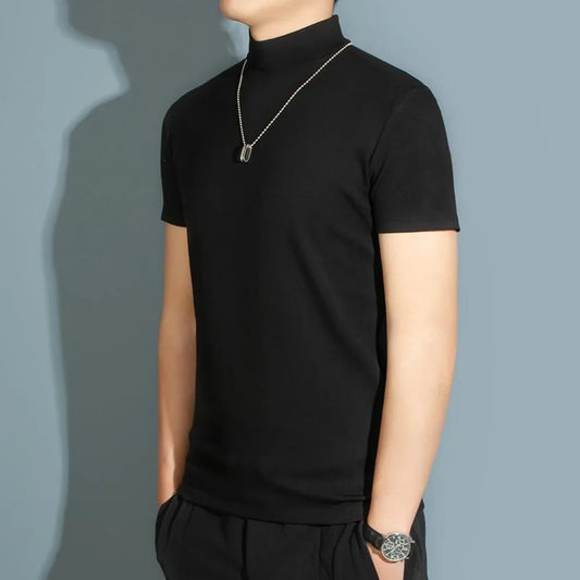 high neck silk t-shirt